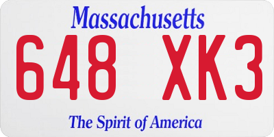 MA license plate 648XK3