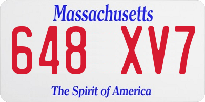 MA license plate 648XV7