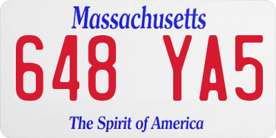 MA license plate 648YA5