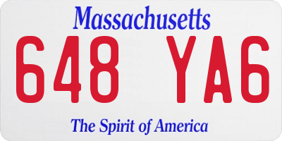 MA license plate 648YA6