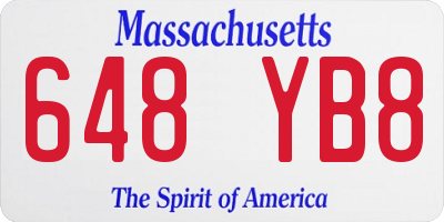 MA license plate 648YB8