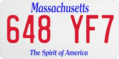 MA license plate 648YF7