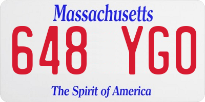 MA license plate 648YG0