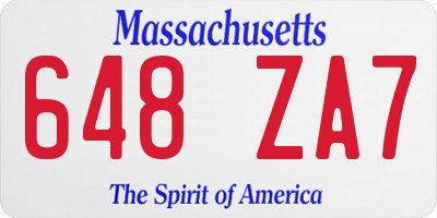 MA license plate 648ZA7