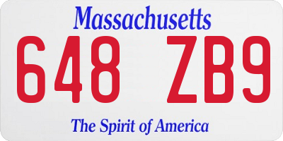 MA license plate 648ZB9