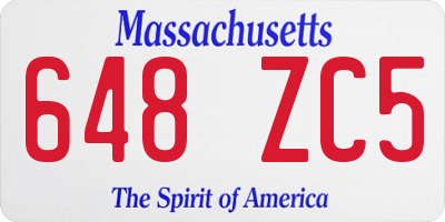 MA license plate 648ZC5