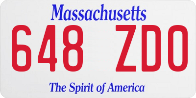 MA license plate 648ZD0