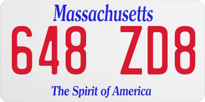 MA license plate 648ZD8