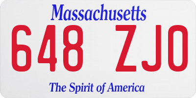 MA license plate 648ZJ0