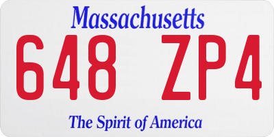 MA license plate 648ZP4