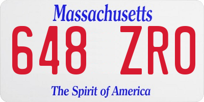 MA license plate 648ZR0