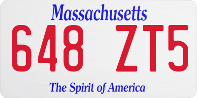 MA license plate 648ZT5