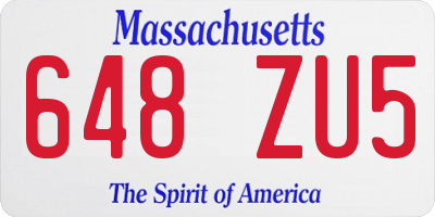 MA license plate 648ZU5