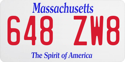 MA license plate 648ZW8