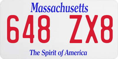 MA license plate 648ZX8