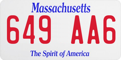 MA license plate 649AA6