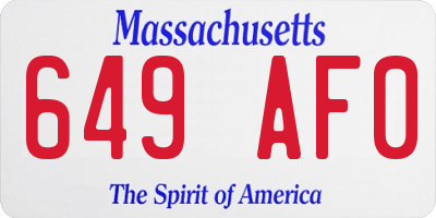 MA license plate 649AF0