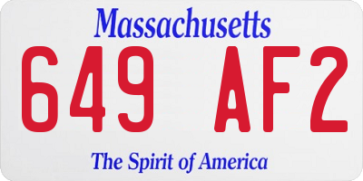 MA license plate 649AF2