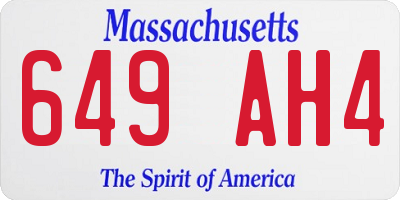 MA license plate 649AH4