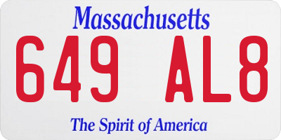 MA license plate 649AL8