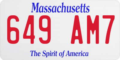 MA license plate 649AM7