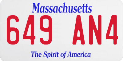 MA license plate 649AN4