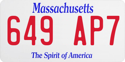 MA license plate 649AP7