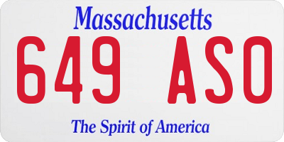 MA license plate 649AS0