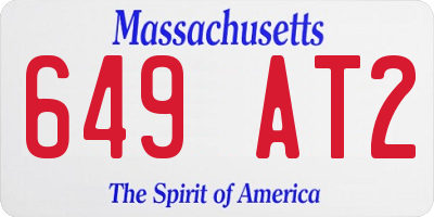 MA license plate 649AT2