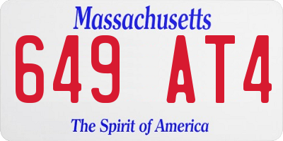 MA license plate 649AT4