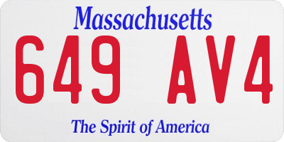 MA license plate 649AV4