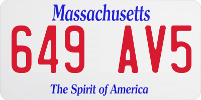 MA license plate 649AV5