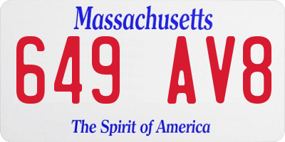 MA license plate 649AV8