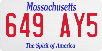 MA license plate 649AY5
