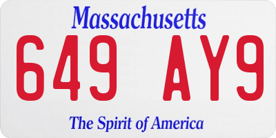 MA license plate 649AY9