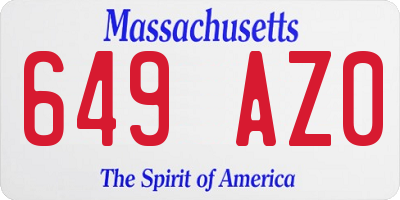 MA license plate 649AZ0