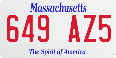MA license plate 649AZ5
