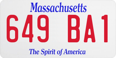 MA license plate 649BA1