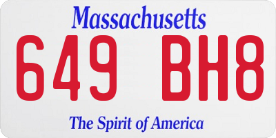 MA license plate 649BH8