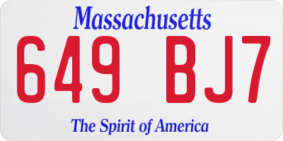 MA license plate 649BJ7