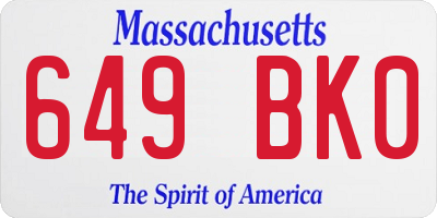 MA license plate 649BK0