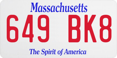 MA license plate 649BK8