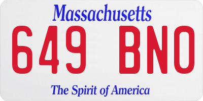 MA license plate 649BN0