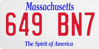 MA license plate 649BN7