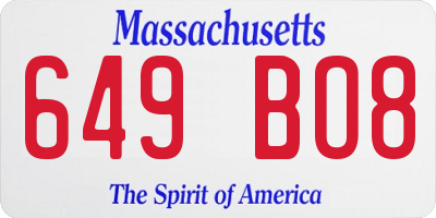 MA license plate 649BO8