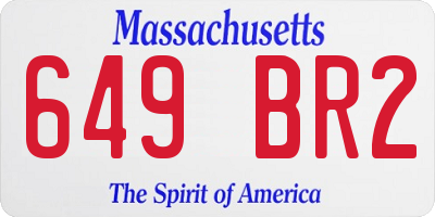 MA license plate 649BR2
