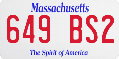 MA license plate 649BS2