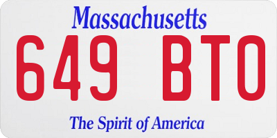 MA license plate 649BT0
