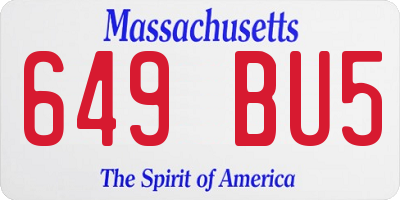 MA license plate 649BU5