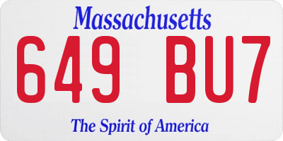 MA license plate 649BU7